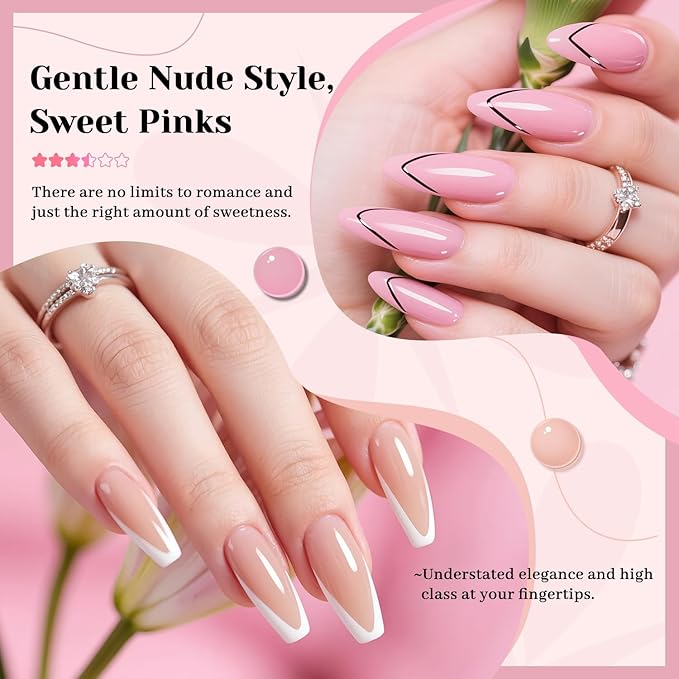 JODSONE 12 Bottles Gel Nail Polish Set Base Coat Glossy Top Coat Fast Drying Long Lasting Soak Off Wipe Free