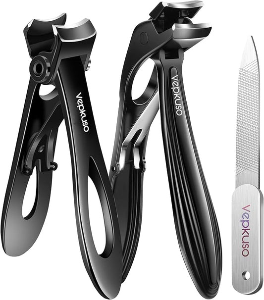 Toenail Clippers & Nail Clippers Set for Seniors - Heavy-Duty Long Handled Toenail Clippers for Thick Toenails, Men & Women | Hygienic Manicure Set | Gift Idea