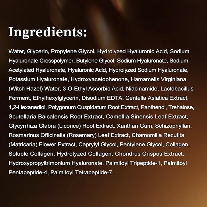 Ultra Hyaluronic Acid Serum for Face – 8 HA Forms + Matrixyl 3000 for Multi-Layer Hydration & Anti-Aging Firmness Support, Collagen Tri-Complex & Peptide Repair (0.05 Fl.oz x 30e)