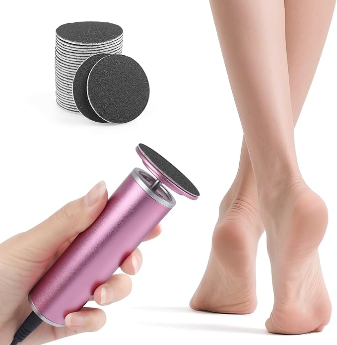Electric Foot Callus Remover with 60pcs Sandpaper Discs, 4.8IN Aluminum Foot File for Dead Skin and Cracked Heels, 800RPM Professional Pedicure Tool for Home Spa Use