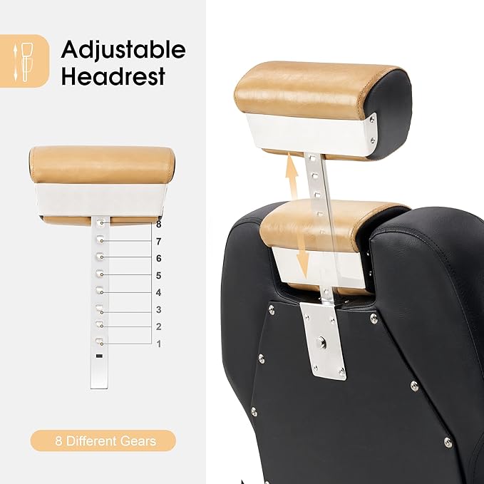 BarberPub Heavy Duty Reclining Barber Chair, All Purpose Hydraulic Salon Chairs for Hair Stylist, Barbershop Salon Tattoo 2688(Yellow&Black)