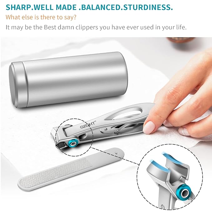 SZQHT Ultra Wide Jaw Opening Nail Clippers Set, Toenail Clippers for Thick Nails, Heavy Duty Nail Cutter, Stainless Steel Toe Nail Clippers for Seniors, Men & Women Manicure,Pedicure,Big(Sliver)