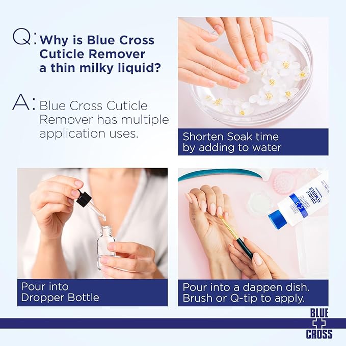 Cuticle Remover & Softener Liquid for Nails – Blue Cross Professional Nail Care with Lanolin, Hydrating Treatment for Dry Cuticles & Hangnails, Made in USA, 16oz