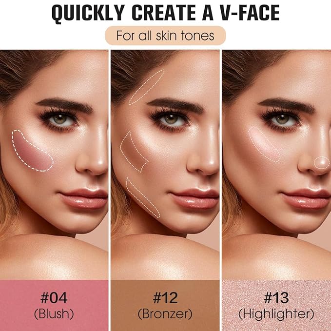 16 Color Contour Palette Makeup with 2 Brushes - Blush Highlighter Bronzer All-in-One Makeup Palette Contour Set - Face Cosmetics Gift, Holiday Beauty for Women (SET2)