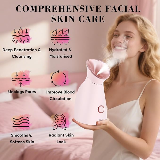 Facial Steamer Spa Kit, 12 Skin Care Tools & 5 Jelly Mask Powder, Nano Ionic Steamer for Facial Deep Cleaning Unclog Pores Sinuses, Warm Mist Humidifier for Home SPA, Self Care Gifts for Women