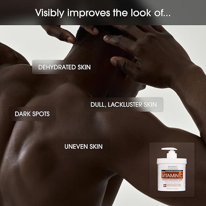 Advanced Clinicals Brightening Vitamin C Cream + 5% Niacinamide Serum W/Hyaluronic Acid 2pc Set | Vitamin C Body Lotion Moisturizer & Dark Spot Remover Face Serum | Skin Care Products, 2pc Bundle