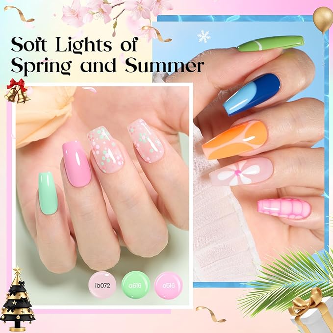 Beetles Gel Nail Polish Set - Seasons Variations 48 Colors Gel Polish Kit Brown Nude Pink Red Blue White with Base Top Coat Home DIY UV LED Soak Off Nail Art Salon Manicure Starter Kit Gift for Women