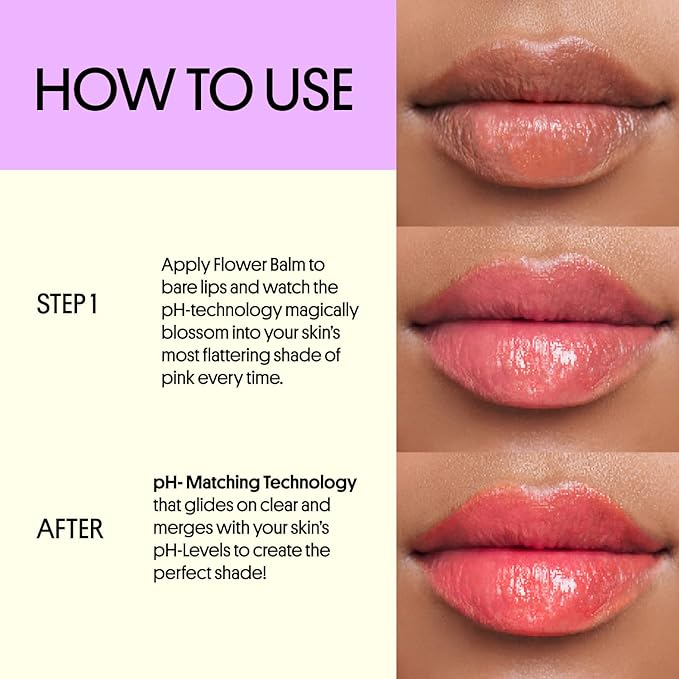 Winky Lux Flower Balm, pH Color Changing Lipstick and Tinted Lip Balm, Vegan & Cruelty Free, Hydrate & Plump, Sheer Pink, Pink & Purple Flower with Vanilla Scent