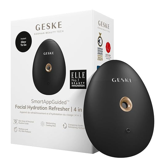GESKE SmartAppGuided™ Facial Hydration Refresher | 4 in 1 | Water Atomizer | Moisturizing Spray Machine | Face Mister | Humidifier for Natural Glow | Reduce Redness & Dry Skin