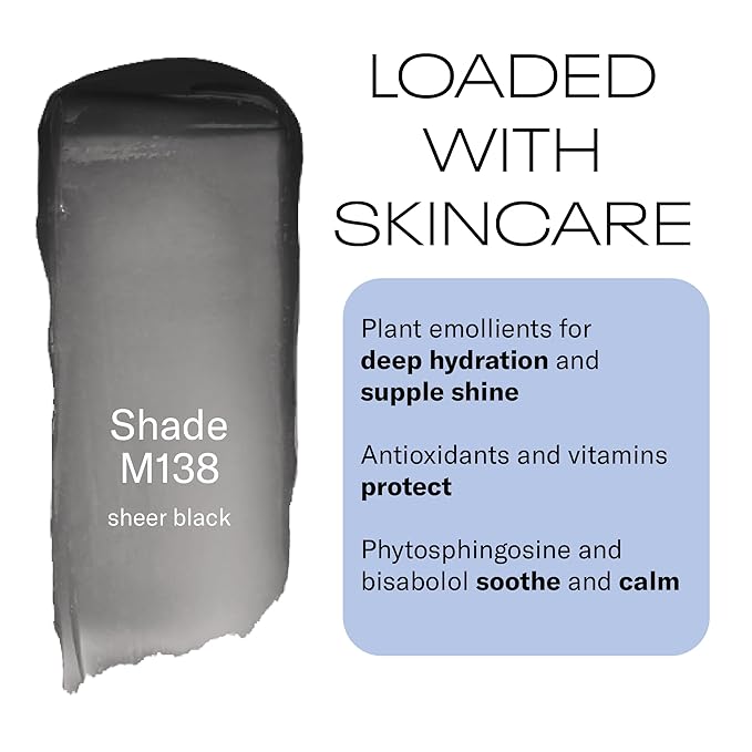 MOB Beauty Hydrating Shine Lip Balm M138 Sheer Black – Tinted Lip Balm Stick with Jojoba & Sunflower Oils, Clean Vegan Organic Lip Care for Nourished, Glossy Lips