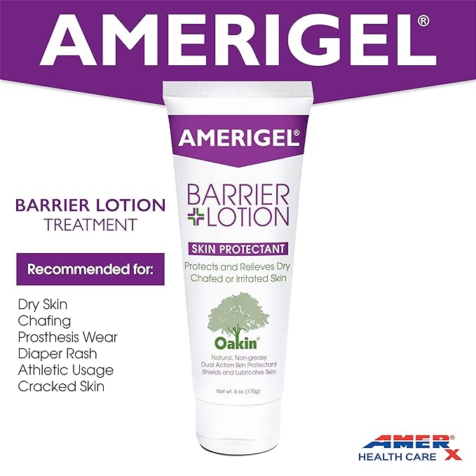 AMERIGEL Total Day & Night Skin Care Bundle - Care Lotion Hypoallergenic Moisturizer & Diabetic Skin Care (6 oz.) - Barrier Lotion Skin Protectant To Protect Chafed Skin (6 oz.)