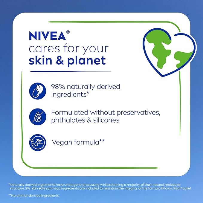 NIVEA Cherry Lip Care, Tinted Lip Balm Pack with Shea Butter, Nourishing Oils and Vitamin C & E, 3-in-1 Moisture, Repair and Color, 0.17 Oz Stick, Pack of 4