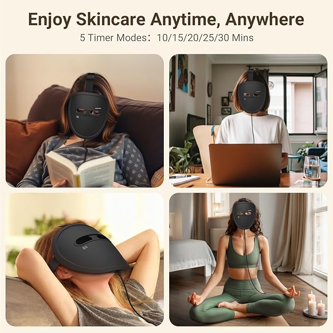 Red Light Therapy Mask for Face, 2026 LED Face Mask Light Therapy, 4 Modes with Red/Blue/infrared/Dual Red & Blue Lights for Reduce Acne, Anti-Aging and Blemish Repair, Full Face Coverage, Lightweight