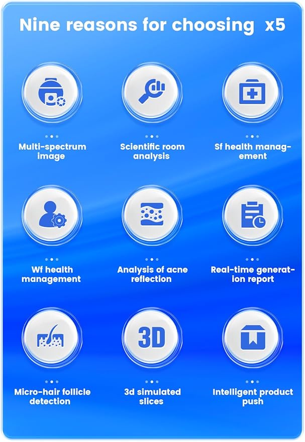 21.5 inch HD Mirror Screen AI Facial Skin Analysis Machine with Scalp Skin Detection 3D Scanner 36 Million Industrial-Grade Pixels 9 Spectral Lights Intelligent for Beauty Salons Skin Care (Grey)