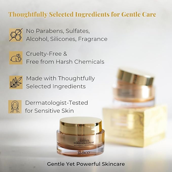 BMBCO 24K Gold Firming Cream – Hydrating Korean Moisturizer with Collagen & Hyaluronic Acid | Improves Elasticity & Visible Radiance | For Face, Neck & Eyes – 50ml