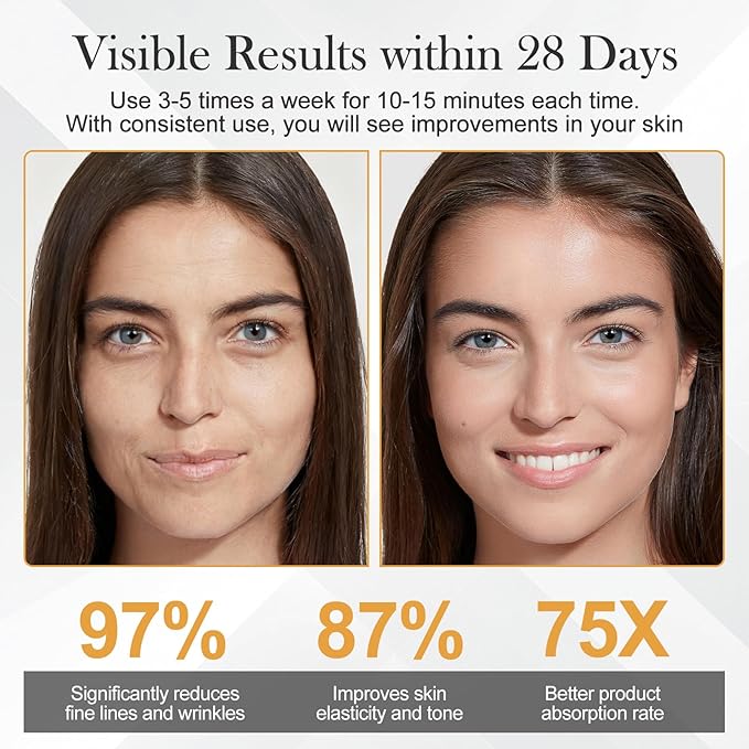 Red Light Beauty Device for Face and Neck, Based on High-end Red and Blue LED Light, Facial Cold and Hot, Vibration Technology, 3 Color Led Face and Neck Beauty Device for Home Use, Jet-Black