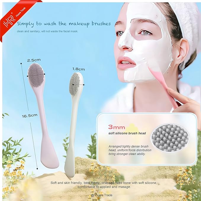 Silicone Face Mask Applicator 3 Packs, Huare Technology Facial Mask Brushes for Mud,Clay,Charcoal Mixed Mask,Soft Makeup Beauty Brush Tools for Apply Cream,Lotion (Pink+Purple+Gray)