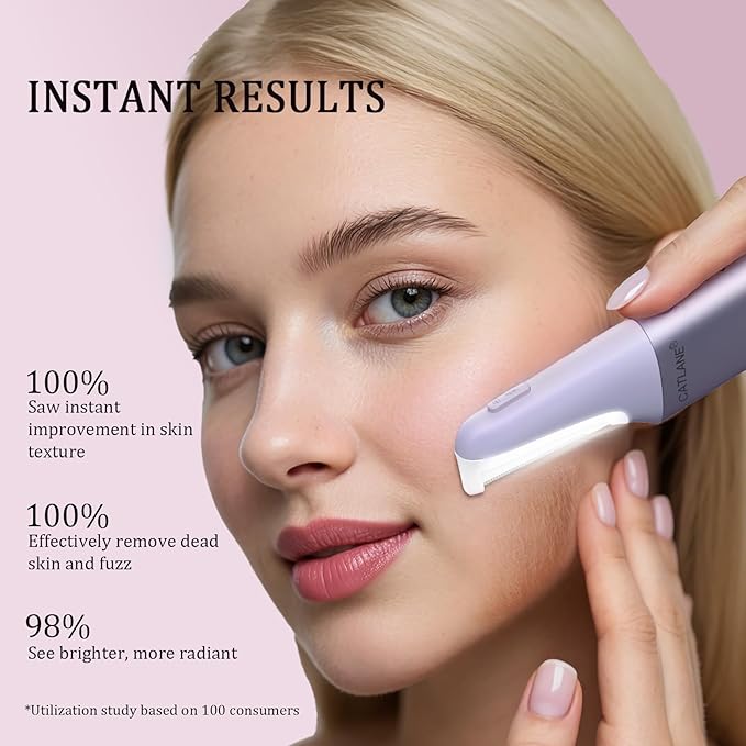 Dermaplane Razor for Women Face, Dermaplaning Tool for Face, Sonic Smooth Exfoliation & Peach Fuzz-Hair Removal System with 10 Dermaplaning Blades, Twilight Purple