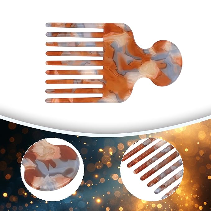 Wide Tooth Hair Pick Comb for Curls, 12cm/4.72in Detangling Lifting Comb Long Tooth Afro Pick Hair Styling Tool for Women Men Barber Supplies (Yellow Blue)