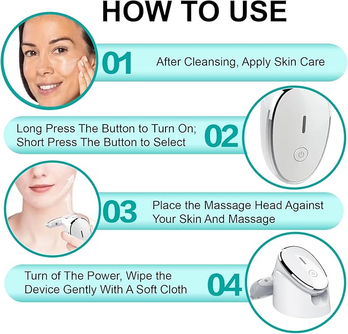 Face Massager, Facial Neck Care Tool with Vibrating Heating Mode, Portable Handheld Gift White