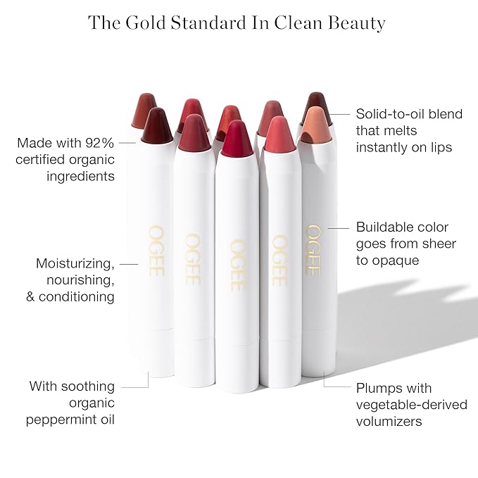 Ogee Tinted Sculpted Lip Oil - Lip Stain Made with 100% Organic Coconut Oil, Jojoba Oil, and Vitamin E - Best as Lip Balm, Lip Color or Lip Treatment - VIOLA