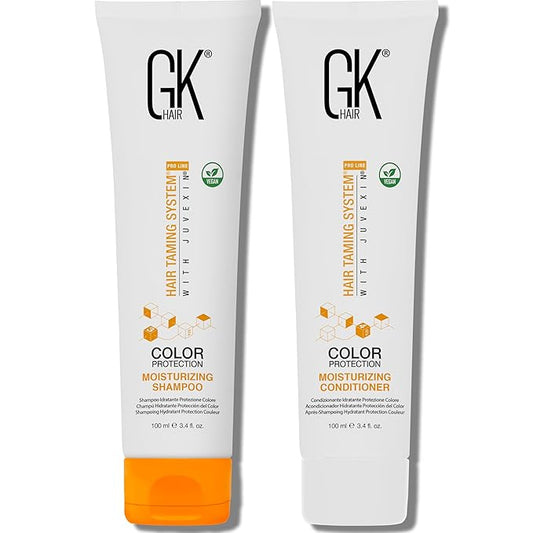 GK HAIR Shampoo &Conditioner set,Travel Size-Curly Hair Shampoo & Conditioner For Color Protection-Made with Aloe vera,Parki Butter-Free of Parabens Phthalates & Sulfate Free (3.4 Fl Oz)