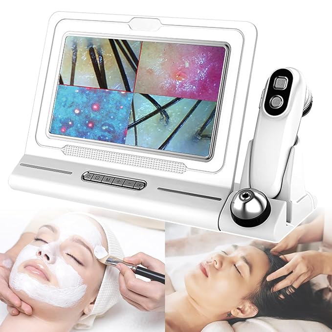 Skin Diagnosis Hair Analyzer,11-inch Skin Scalp Detector MultiFunctional HairFollicle Analyser Machine,with 50x/200x DualHeads,Skin and Scalp Health Detection for Home and Salon Use (US)