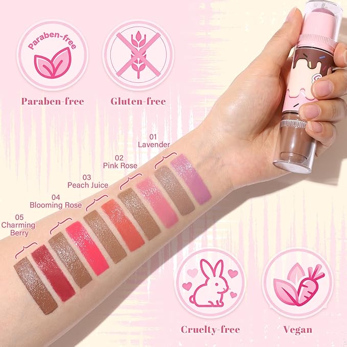 UCANBE Skin Breath Blush & Bronzer Multiuse Stick, 2-in-1 Creamy Face Cheeks Contour Makeup Stick for Natural Radiant Finish Look, Vegan & Cruelty-Free, Travel-Friendly (02 Pink Rose)