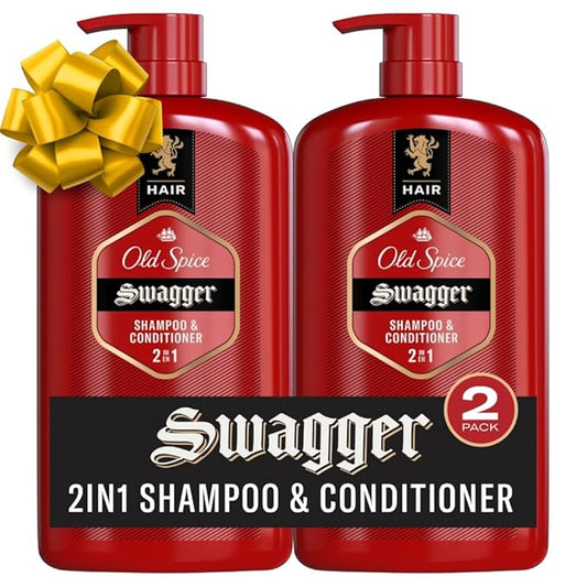 Old Spice Swagger 2-in-1 Shampoo and Conditioner Set for Men, Cedarwood Lime Scent, Healthier, Fuller, More Moisturized Looking Hair, Barbershop Quality, 29.2 Fl Oz Each, Twin Pack
