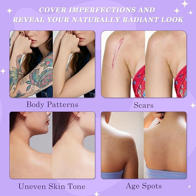 Waterproof Body Makeup, Beauty Body Foundation Cream with Brush, Full Coverage Body & Leg Makeup for Scars Imperfections, No Transfer, Natural Finish