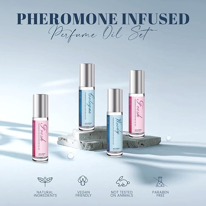 Aeshory Pheromone Perfume for Men - 2 Pcs Roll-On Pheromone Cologne, Long-Lasting Scents Attraction Pheromone Infused Essential Oil Perfume for Men