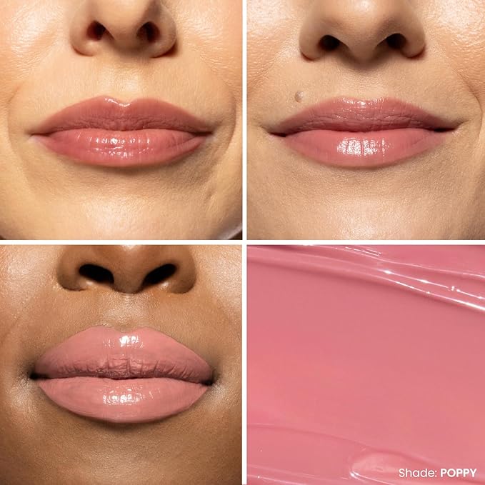OFIR Hue Hydrator Sheer Lip Jelly | Luminous Gloss Shine Formula With Apricot Oil, Coconut Oil, Vitamin E for Subtle Color | Vegan, Cruelty Free Hydrating lip Balm | Poppy - Dusty Rose, 0.135 Fl oz