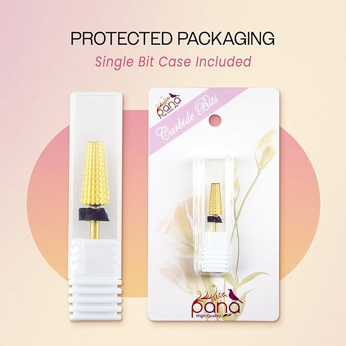 PANA 3/32" Shank 5-in-1 Nail Carbide Bit - (Triple Coarse - Extra Coarse Grit, Gold) - Two Way Rotate use for Both Left and Right Handed Fast remove Acrylic or Hard Gel Machine