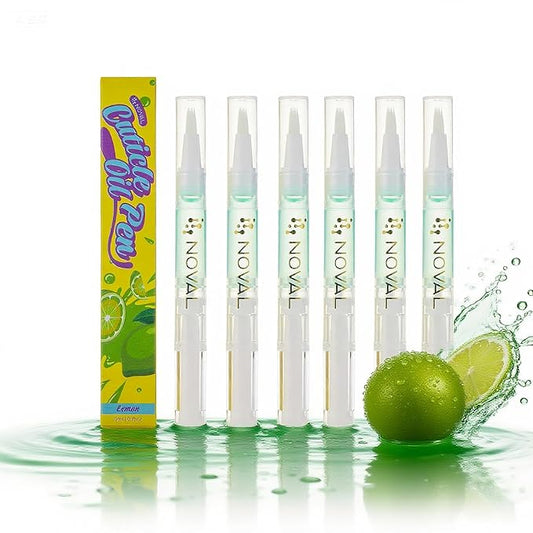 NOVAL Cuticle Oil Pens for Nails – Moisturizing & Fast Absorption, Non-Greasy, Lime Scent, 6PCS