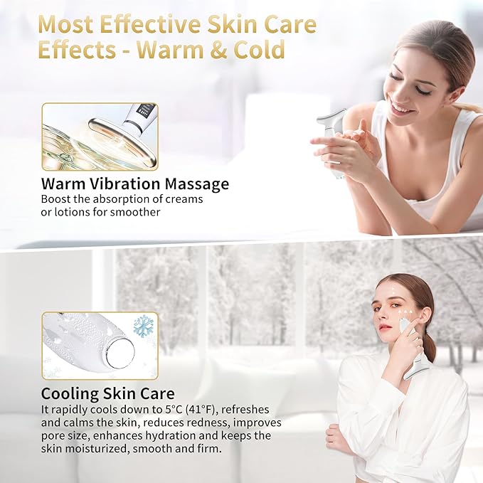 Red Light Therapy for Face and Neck, 4 Color LED Facial Light Therapy Device for Skin Care at Home, Micro-Current Vibration Facial Cold and Hot Service, Multifunctional Facial Skin Care Tools