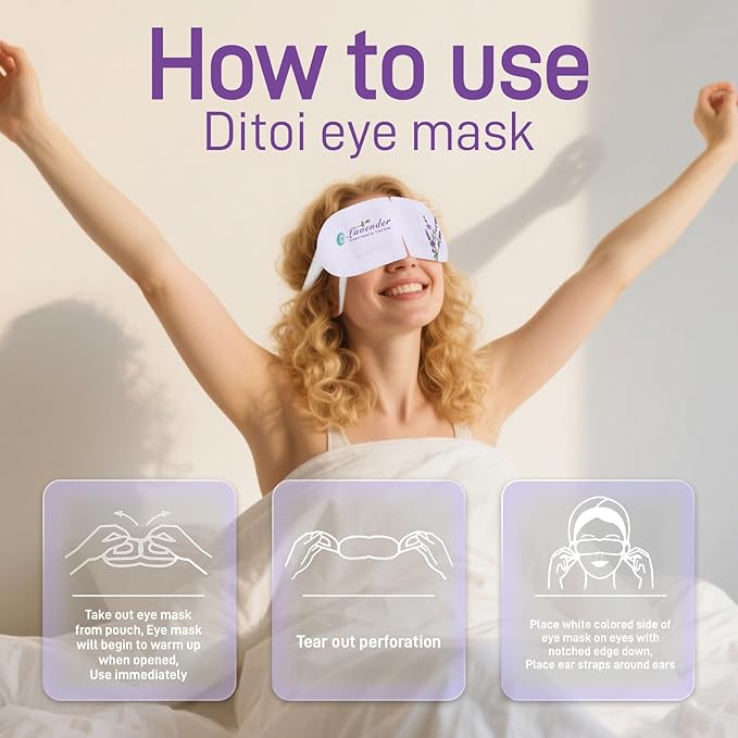 Ditoi Steam Eye Mask, Heated Eye Mask for Sleep,Warm Compress with Hyaluronic Acid,Moist Heat for Dry Eye Relief,Spa,Stye Eye Treatment,Travel Essentials & Relaxation Gifts,Lavender 20 Packs