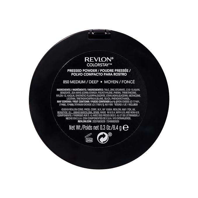 Revlon ColorStay Pressed Powder Face Makeup, Longwearing, Fragrance-Free, Noncomedogenic, 850 Medium Deep, 0.3 oz