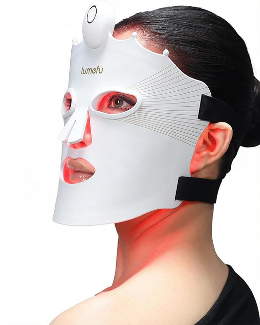 Lumefu Nimbus FDA-Cleared Red Light Therapy Mask For Anti-Aging & Anti-Acne With 3 Treatment Modes Red, NIR & Blue LED Light, Portable 3D Facial Device Comfort Fit, Cordless Skin Care At Home
