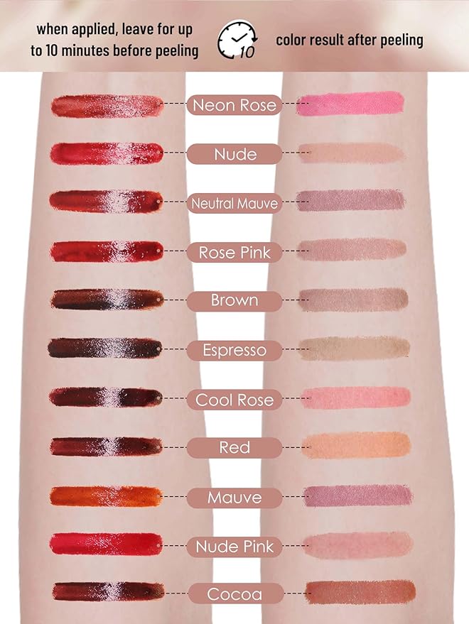 Lip Stain Peel Off Lip Liner Stain with Tweezer, Long Lasting Matte Lip Tint Tattoo, Highly Pigmented Color Lip Makeup, Waterproof Lipstick, Transfer-proof Lipstain for Women, Red