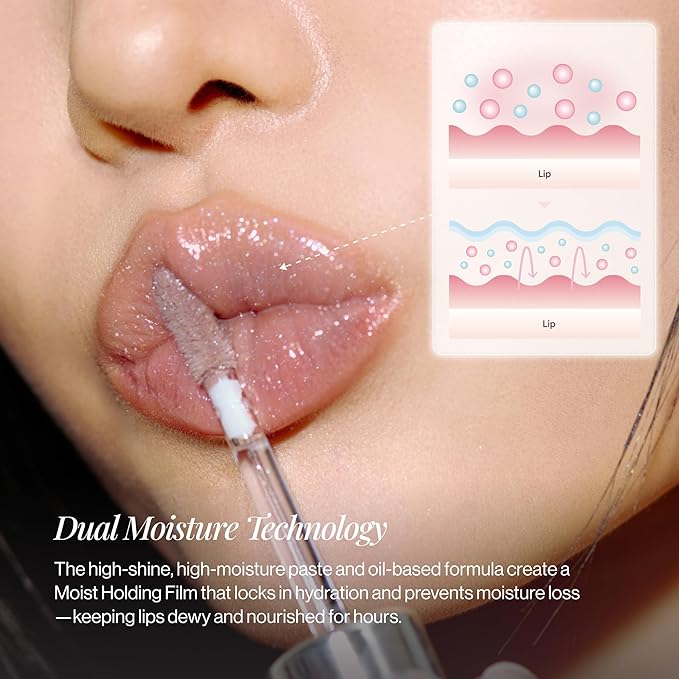 ENTROPY MAKEUP Tulle Lip Gloss, Lightweight 3D Pearl Shimmer, Ultra-Gloss High Shine, Non-Sticky Moisturizing Lip Gloss with Peptide Complex, Satin