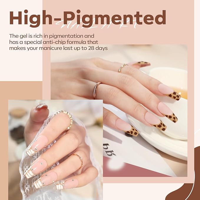 modelones Gel Nail Polish Set- 6 Colors White Nude Brown Gel Polish Skin Tone Neutral Beige Tan Taupe Nail Polish Kit Popular Fall Winter Soak Off Soapnails Nail Art Manicure DIY Salon Gift for Women