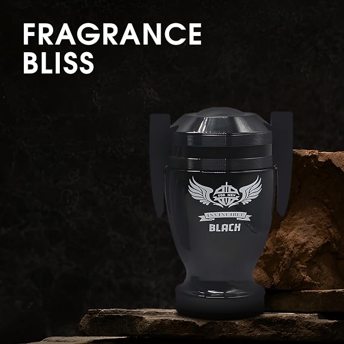 2PCS Valentine Milano/Invincible Black Eau De Toilette for Men-Fresh,Romantic Scent Perfume for Men 3.4 Fl Oz Each Mens Cologne For All Skin Daily Used