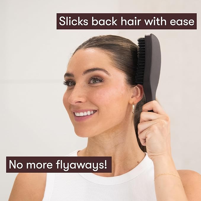 FRAMAR Slick Back Hair Brush Boar Bristles – Slick Back Brush, Smoothing Hair Brush For Women, Boar Bristle Hair Brush For Fine Hair, Slickback Brush For Volume and Shine - Brown Velvet