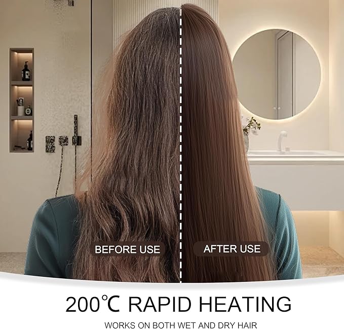 Hair Straightener Brush - Straightening Comb with Negative Ions for Women, Professional Styling Tools, Anti-Frizz