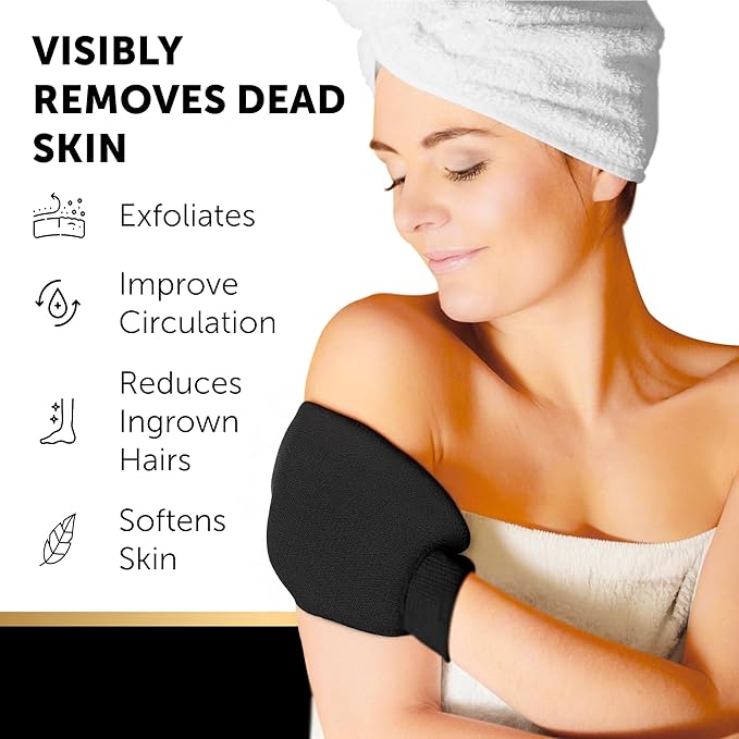 VALITIC 4 Pack Kojic Acid Vitamin C & Retinol Soap Bars for Dark Spot Bundle with 2 Black Exfoliating Gloves for Body Scrubs