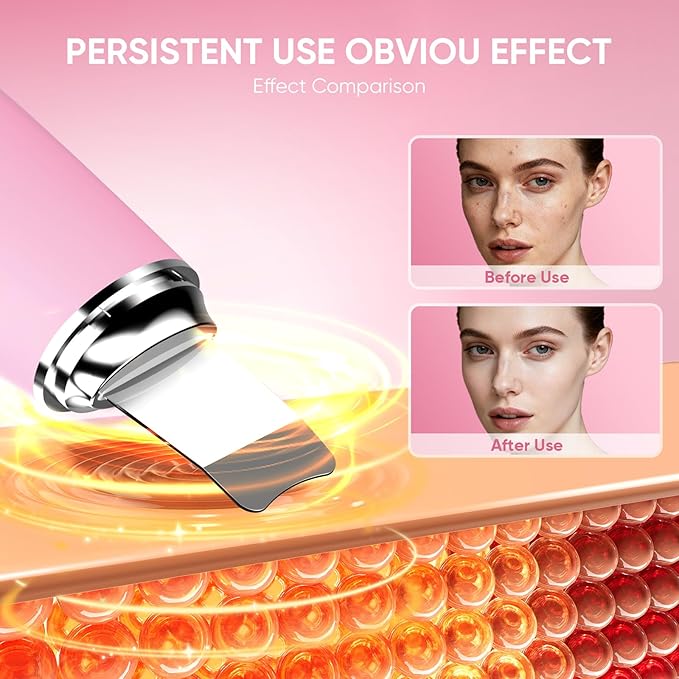 Silicone Face Scrubber Blackhead Scraper Rechargeable 2-in-1 Facial Cleansing Brush & Skin Spatula Duo, IPX7 Waterproof Exfoliating Massager Deep Cleansing for Women and Men（Light Pink）