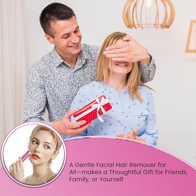 Facial Hair Remover for Women – Electric Face Razor with Light, Hair Removal for Upper Lip, Chin & Cheeks – Color Rose Gold