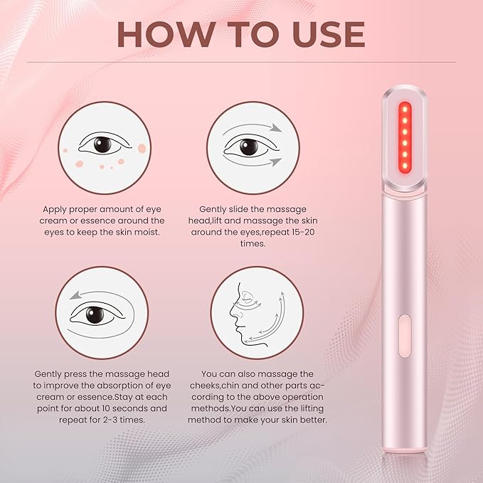 Red-Light-Therapy-for-Face,7 in 1 LED Light-Therapy-Wand for Face and Neck - Microcurrent Facial Device for Anti-Aging - Face & Eye Massager Skincare (7 Colors led Light)