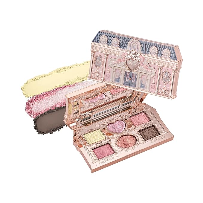 Flower Knows The Sweetie Bear Collection 6-Color Makeup Palette,Pink Eyeshadow with 4 Matte + 2 Shimmer Shades,Blendable Smooth Cute Eye Makeup,0.23 Oz(02 Strawberry Milk)