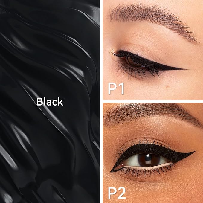 Magnetic Eyeliner Stamp - 2 Styles Winged Cat Eye Stencil, Waterproof Liquid Eye Liner Pen for Beginners, Dual Winged Tips for Left & Right Eyes